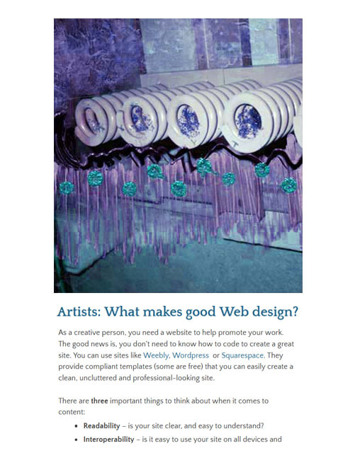 Artists: What makes good Web design? ~ by Patricia Pinsk