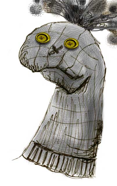 Sock puppet © Patricia Pinsk illustration