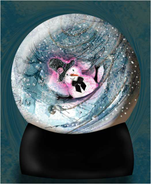 Blizzard in a snow globe illustration © Patricia Pinsk