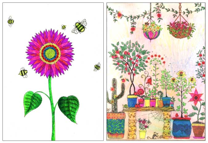 Coloured pages from The Secret Garden colouring book ~~ Patricia Pinsk