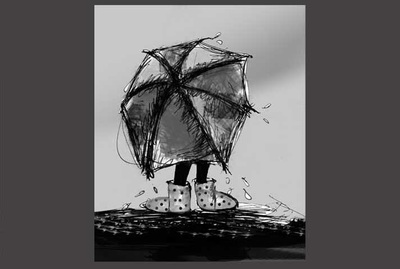Rain (1 page spread) ~~ Medium: Ink, digital ~~ © Patricia Pinsk