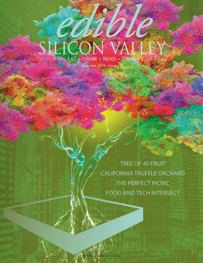 Tree of 40 Fruit - Cover illustration for Edible Silicon Valley, 2015 Summer ed. ~~ © Patricia Pinsk