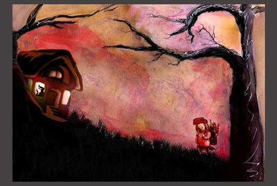 Red riding hood series (2-page spread) ~~ Medium: Ink, digital  ~~ © Patricia Pinsk